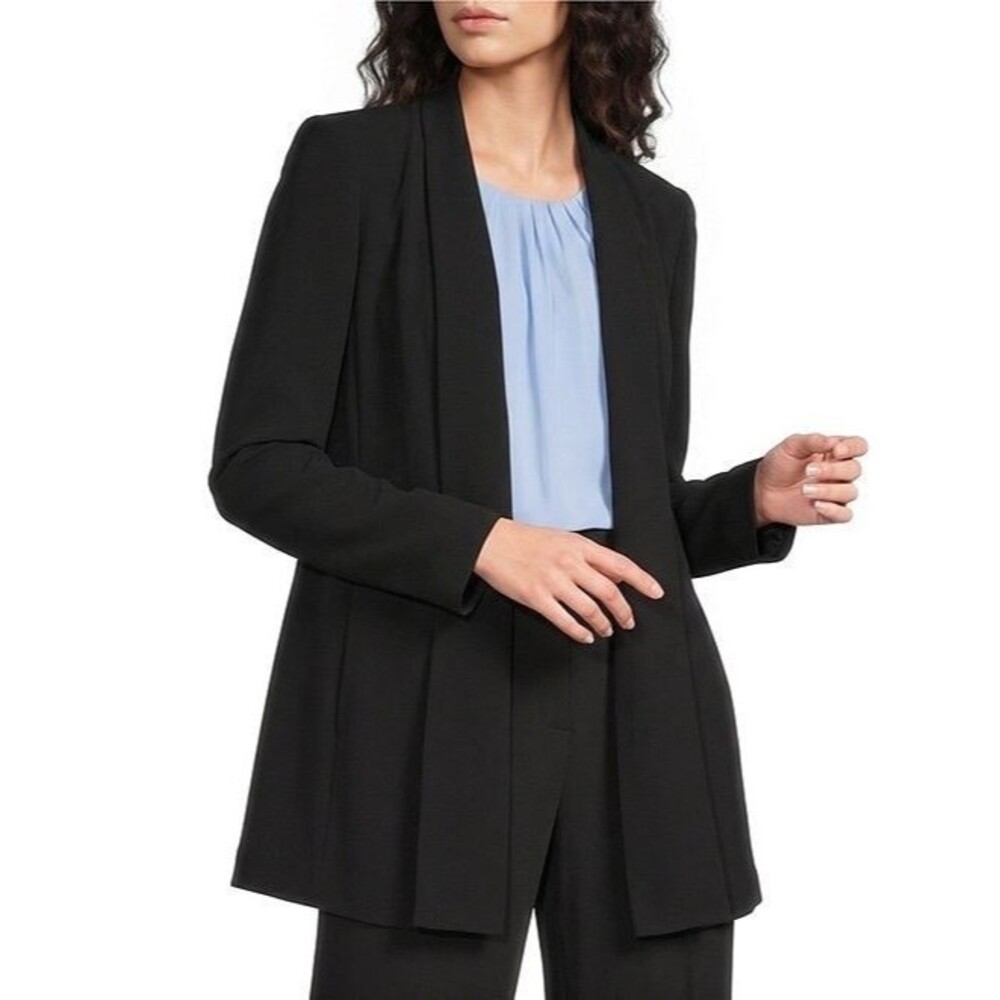 Calvin Klein Womens Black Open Front Shawl Collar Blazer Jacket Plus Size 1X